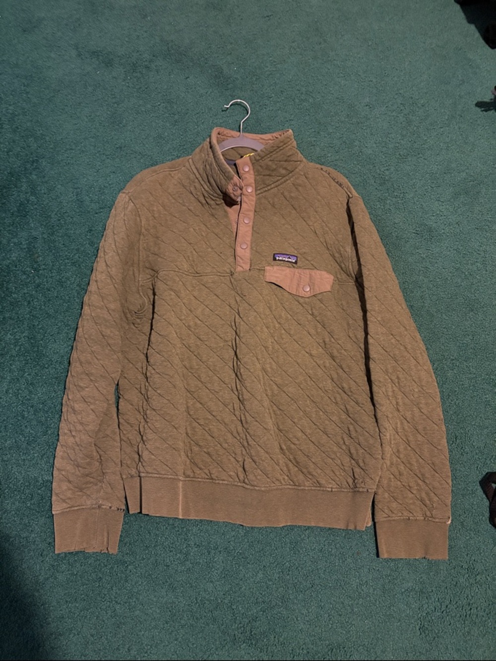 Patagonia Quilted Crewneck Sweater - olive green